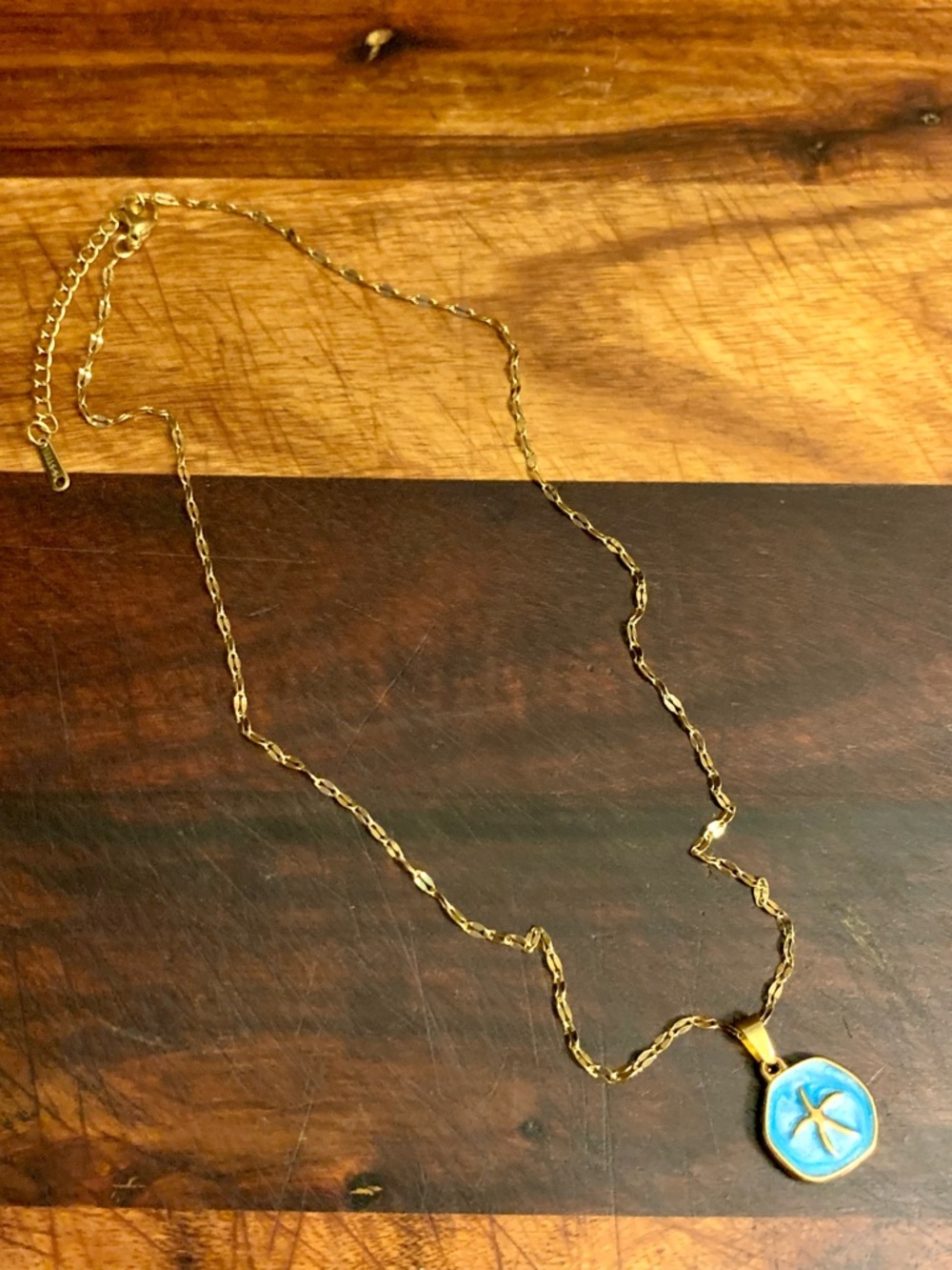 Starfish Oil Drop Pendant Necklace Stainless Steel Summer Ocean-Themed - Picture 4 of 6